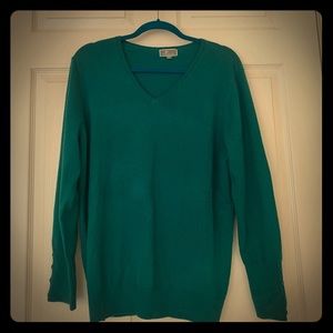 Classic green blue v neck sweater Size large